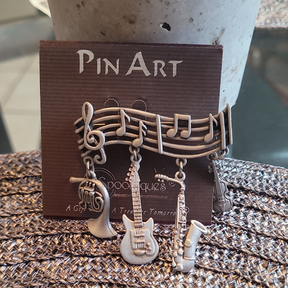 Musical Instrument Pin Brooch